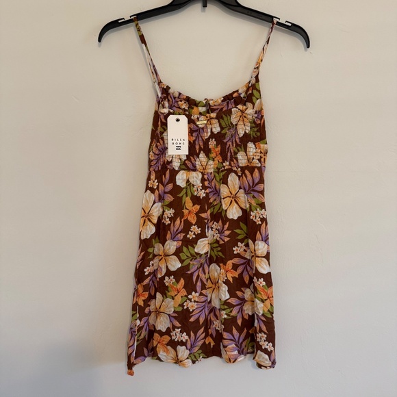 Billabong Juniors Island Calling Brown Floral Sleeveless Mini Dress XS - Picture 3 of 12